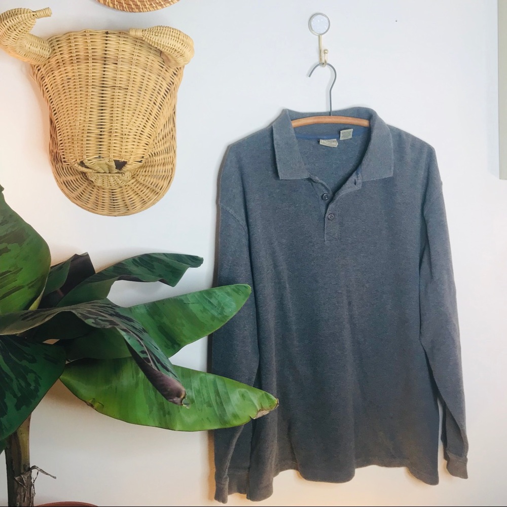 vtg retro 90s gray L.L.Bean polo pullover - Picture 6 of 8